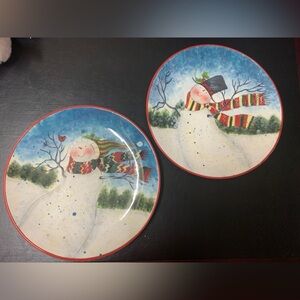 Festive Snowman Plates with Colorful Scarves